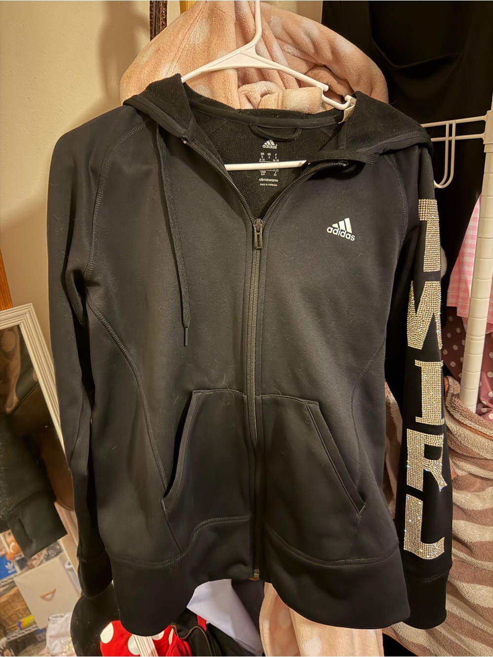 adidas Black Full-Zip ClimaWarm Jacket with White Logo